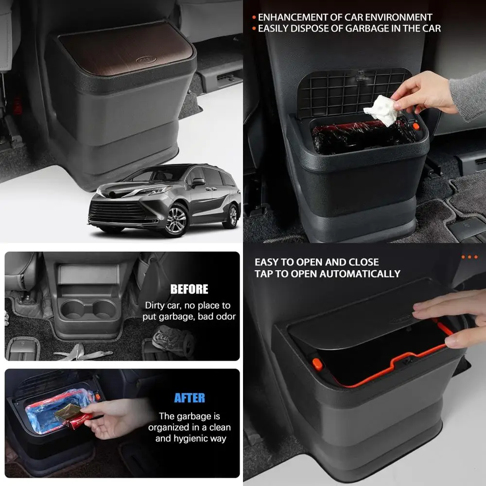 سلة مهملات السيارة المقاومة للماء لموديلات سيينا 2021-2020: سلة المهملات المتوافقة مع حامل الأكواب مع تصميم الصف #1