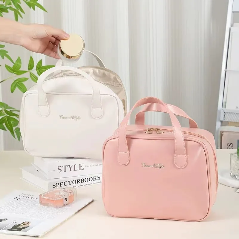 Nuova borsa cosmetica impermeabile in Pu borsa da viaggio di grande capacità Organizer da viaggio borsa da toilette portatile con cerniera per donna