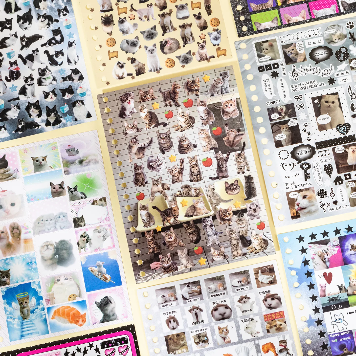 Lovely Pet Cat Themed Collage Stickers, Cute Kitten Decoration Material for Kuka Making & Handmade Scrapbook