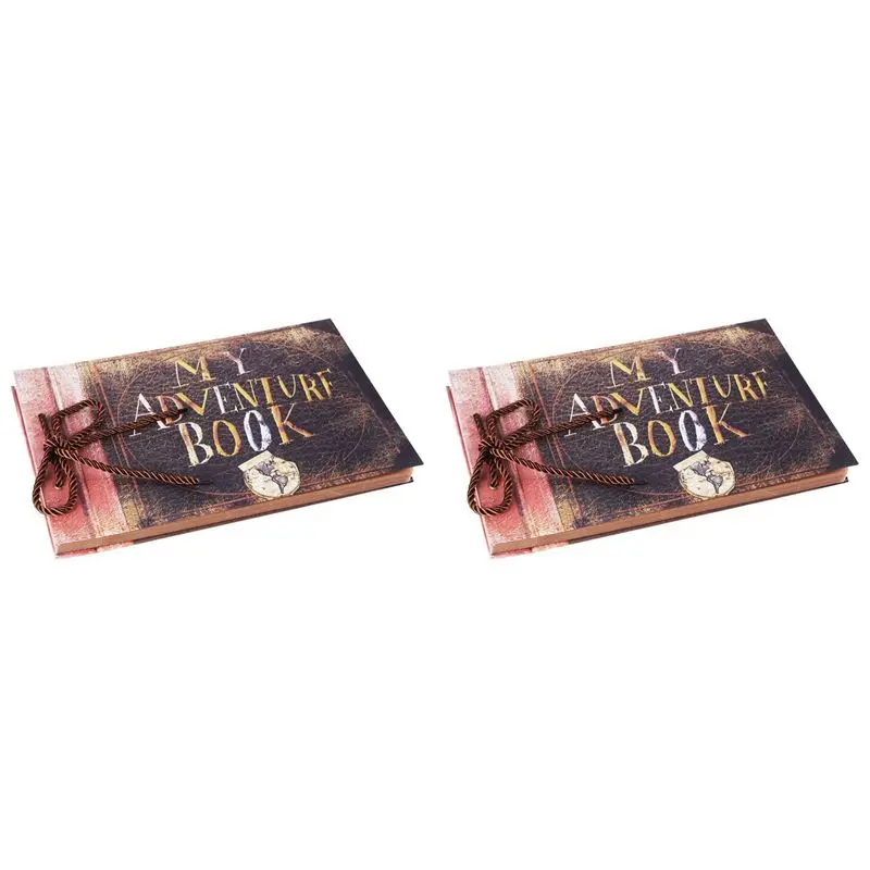 ABGE-2X Handmade DIY Album Paste Vintage Tether Album My Adventure Book Up Family Scrapbook Photo Album