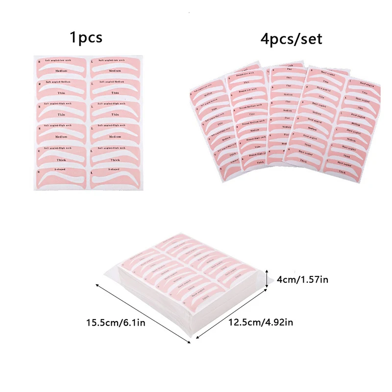 1/4 Sheet Reusable Eyebrow Shaper DIY Eyebrow Stamp Sticker Card Eye Makeup Stencils Ruler Brow Definer Shaping Tool