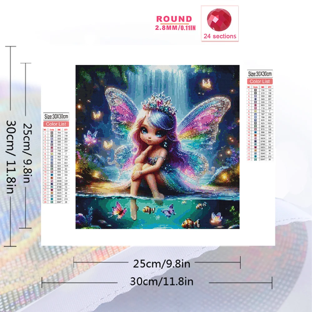 Momoart Girl Diamond Mosaic Portrait New 2024 Painting Spirit Full Square Round Butterfly Embroidery Cartoon Wall Decor view 2