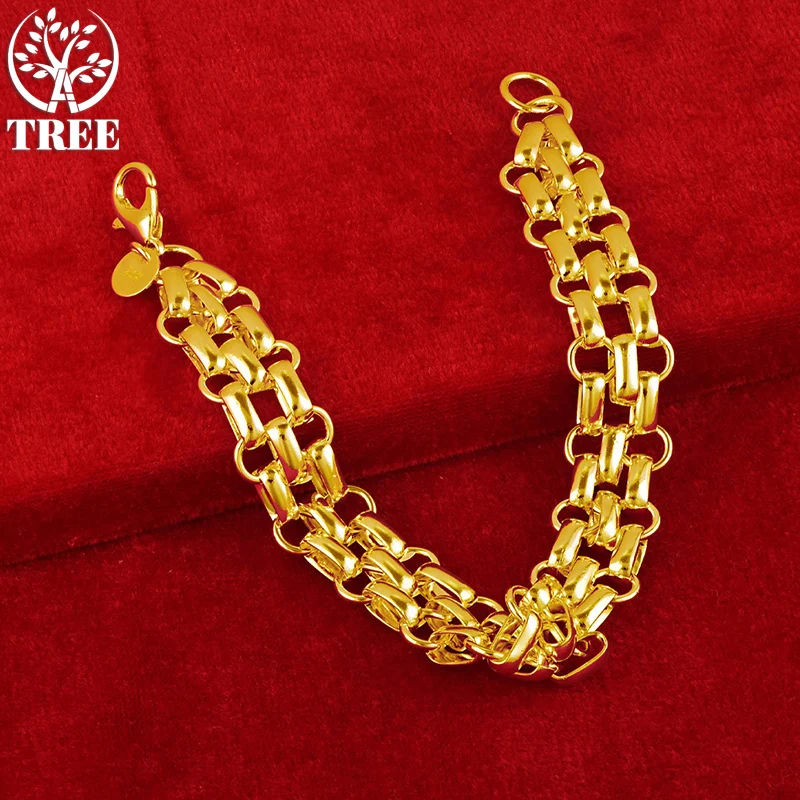 

ALITREE 24K Gold Luxury Chain Geometry Charm Bracelet Gift For Woman Man Birthday Wedding Engagement Party Jewelry