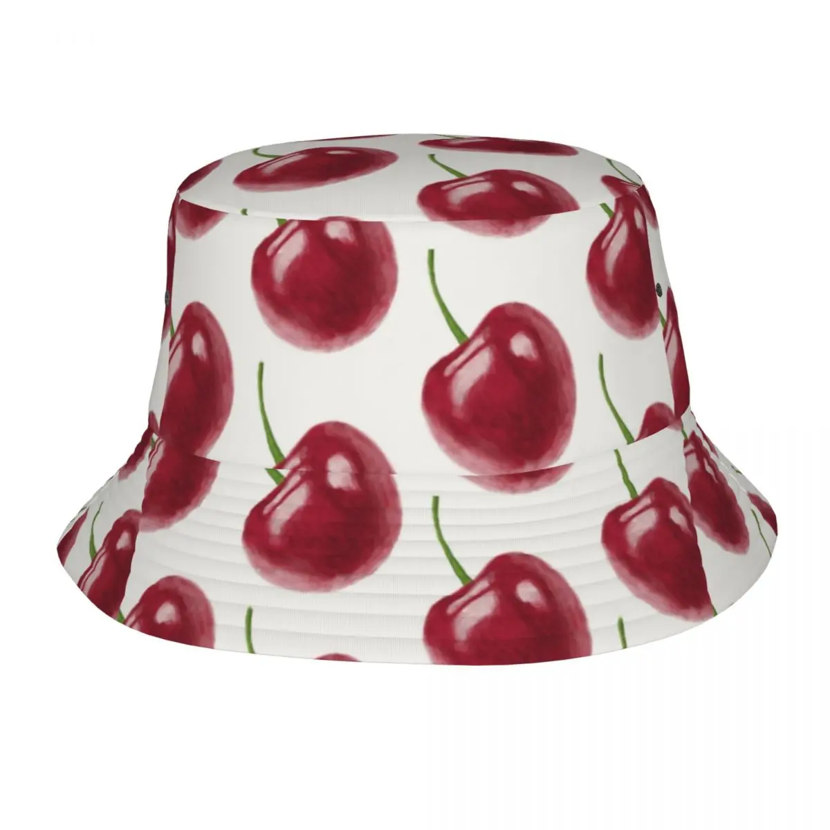 

Red Cherry Bucket Hat Summer Fruit Pattern Casual Fisherman Hats For Women Personality Fishing Cap Outdoor Design Sunscreen Hats