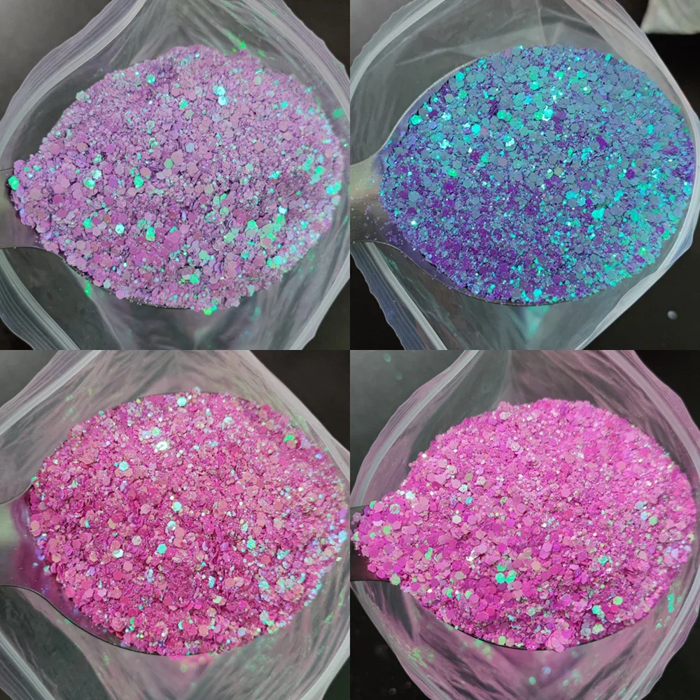 500g SHELL Chameleon Holographic เล็บ Glitter 0.2 & 1 & 2.5 มม.เล็บความงามเลื่อม Paillette ผสม-หกเหลี่ยมเล็บ Flakes ชิ้น