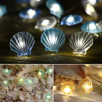 Hanging Lamp Decorative For Party Wedding Christmas Decor Ocean Series Seashells String Light Xmas Tree Ornament Holiday Light