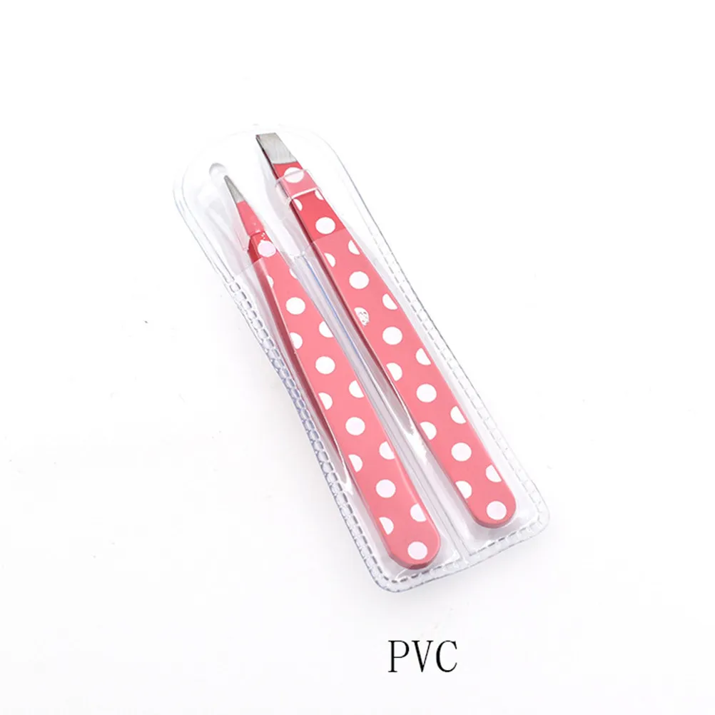 2Pcs Stainless Steel Eyebrow Tweezers Bevel Edge Precision Grip for Eyebrow Eyelash Hair Removal Professional Personal Use