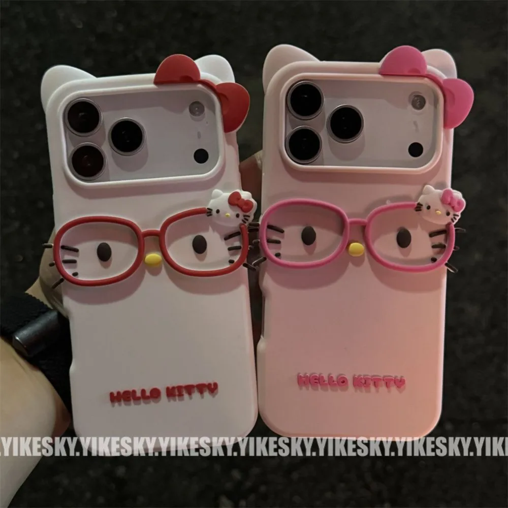 

Kawaii HelloKitty Silicone Soft Phone Case for IPhone 17 16 14 13 Pro Max 11 Protective Cases Cartoon Cover for 15 Plus 12 Pro