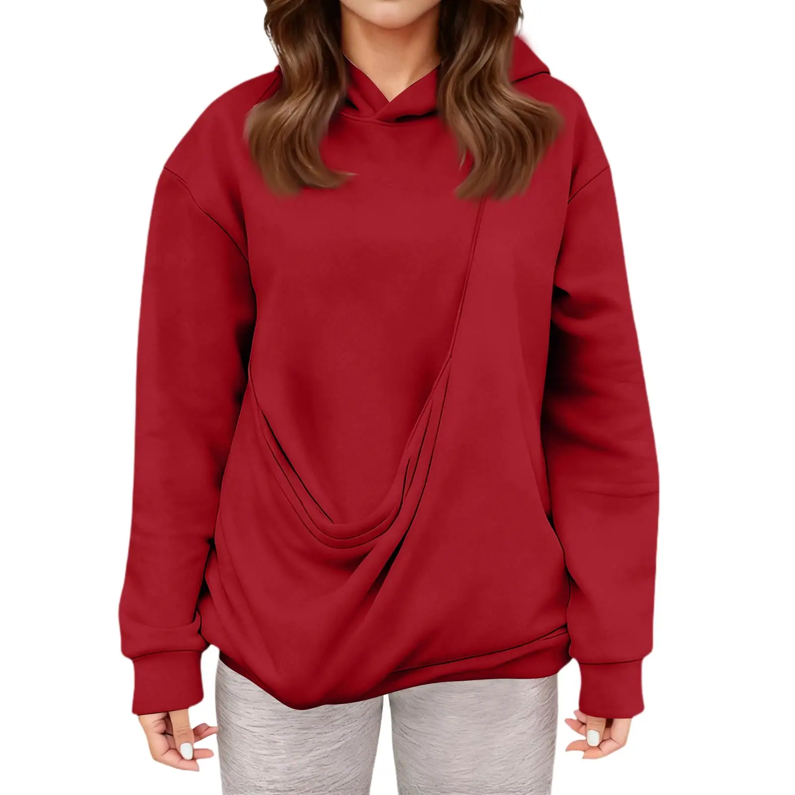 قمم للنساء أزياء نسائية يومية غير رسمية بقلنسوة وأكمام طويلة ملابس نسائية Ropa De Invierno Mujer