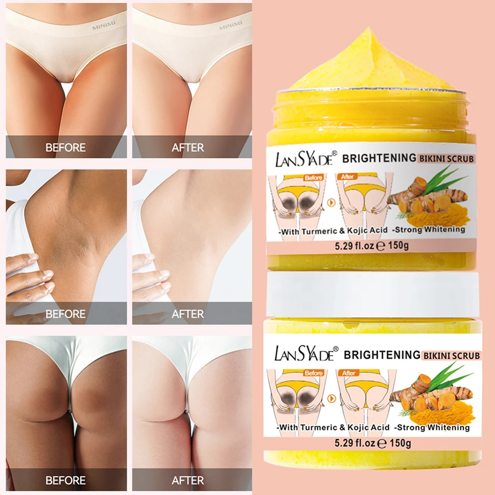 

3Pcs Bikini Turmeric Scrub Body Bath Salts For Cleaning Brightening Body Care Exfoliate Skin Whitening Remove Black Bath Salt