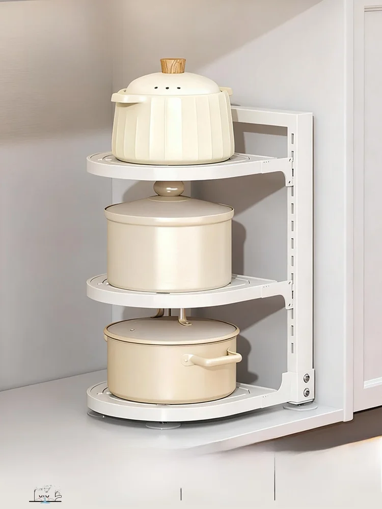 

Modern Simple Multi-layer Kitchen Pot Storage Ra Cabinet Undercounter Multi-functional Pot Holder Carbon Steel Adjustable H...