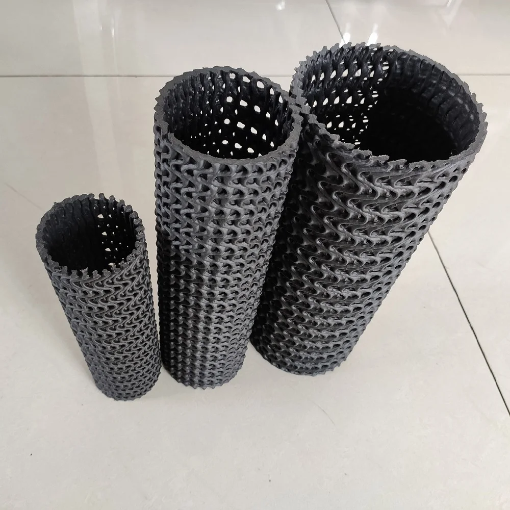 2025High Quality 3D HDPE Black Plastic Water Permeable Curved Mesh Pipe Tube Wholesale Low Supply Price