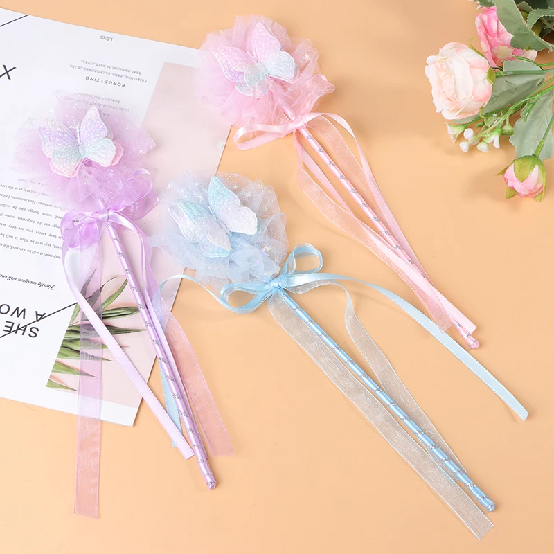 Cute Butterfly Magic Stick Fairy Wand Princess Cosplay Props Wand For Girls Birthday Halloween Party Supplies