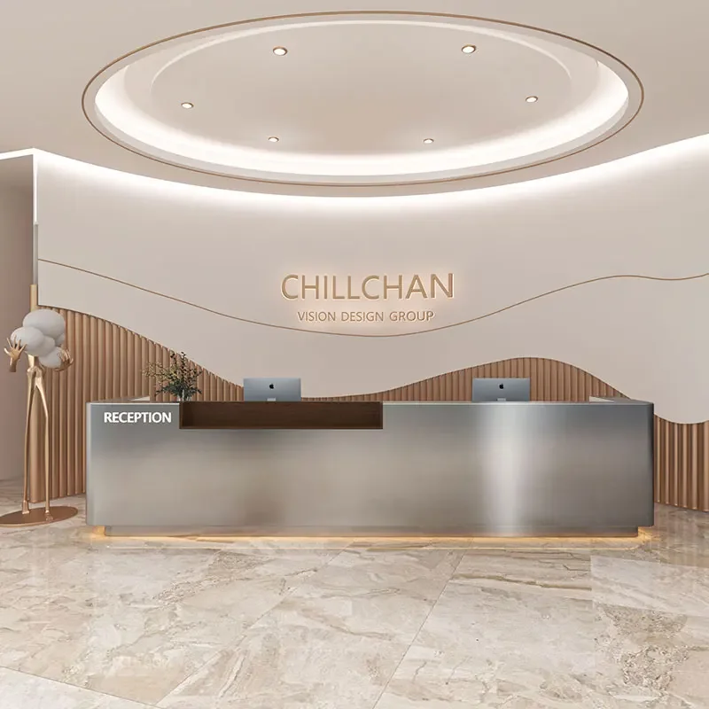 

G8578 Кассир из нержавеющей стали Магазин одежды Небольшая стойка Салон красоты Стол для приема компании