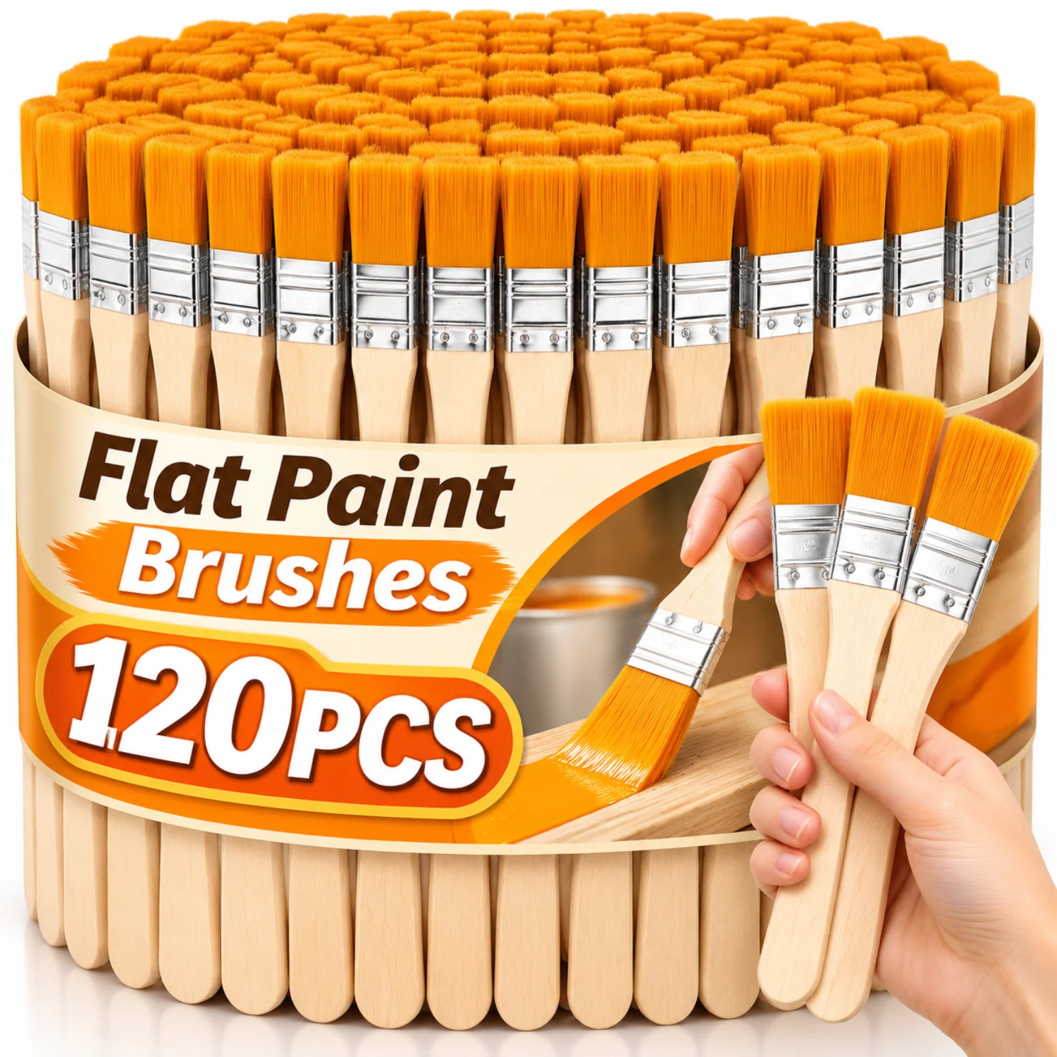 Wooden Handle Flat Paint Brush Watercolor Painting Brushes for Drawing Furniture Wall Door Glue Supplies DIY Craft Paint Tool