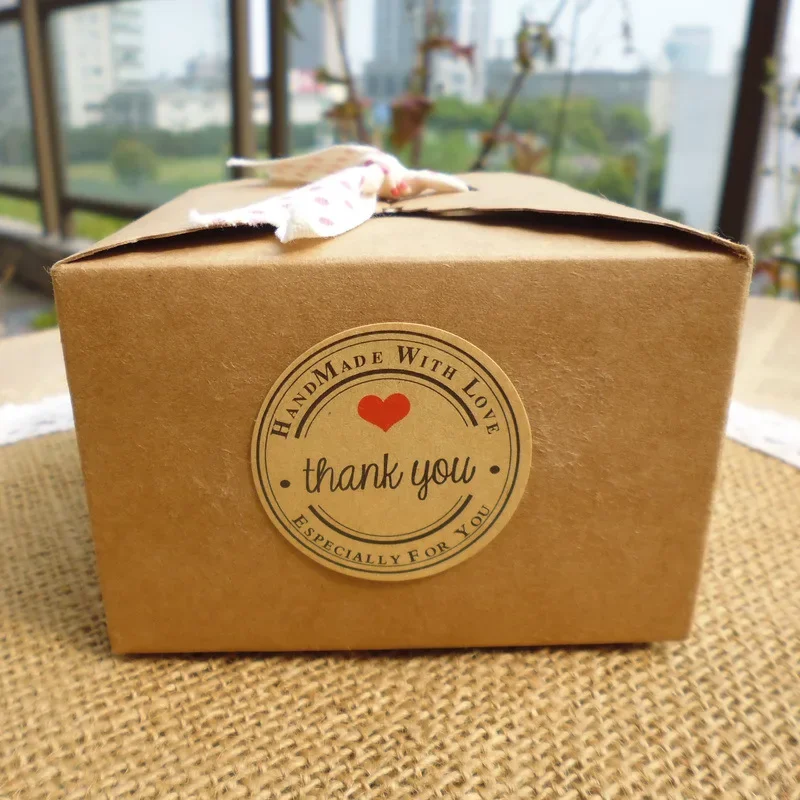 500 Pcs/Roll  Kraft Paper Thank You Sticker 1 Inch   Seal Label  Stickers Scrapbooking  Sticker Maker