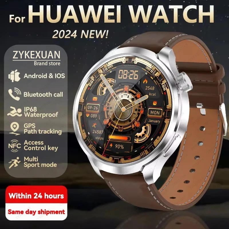 2024 New For HUAWEI Outdoor Sports Smart Watch Men AMOLED Screen NFC GPS Compass Heart rate Waterproof Bluetooth Call SmartWatch