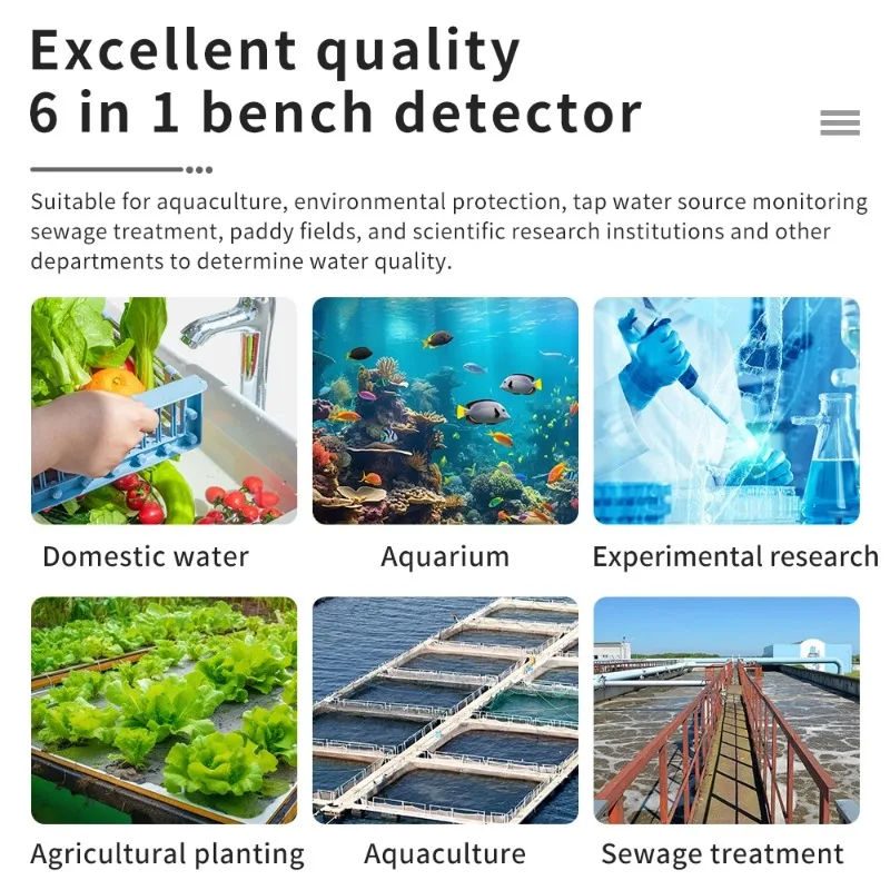 6 in 1 Water Quality Tester Digital PH ORP TDS EC CF Temp Benchtop Monitor for Swimming Pool Aquarium Laboratory PHS-26C
