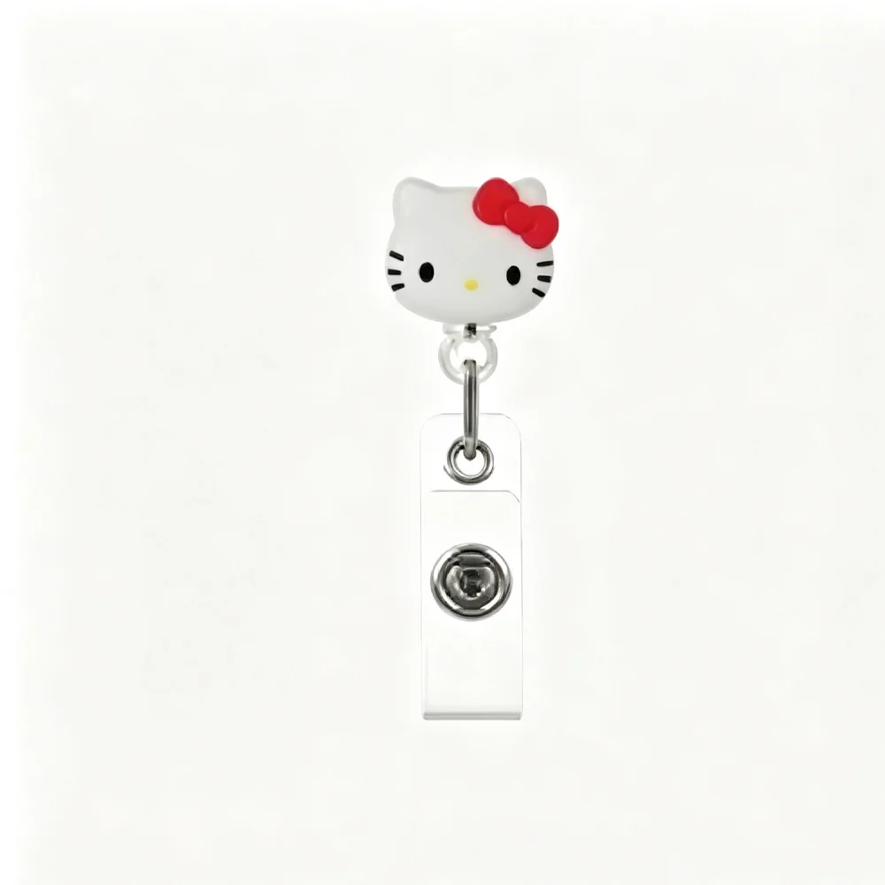Sanrio Hello Kitty Telescopic Silicone Cartoon Easy Pull Buckle Portable Card Cover Accessory Anti Loss Key Portable Pendant view 5