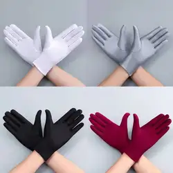 Autumn Summer Thin Elastic Spandex Gloves Spring Cycling Driving Sun Protection Black White Gloves for Perform / Training Glove