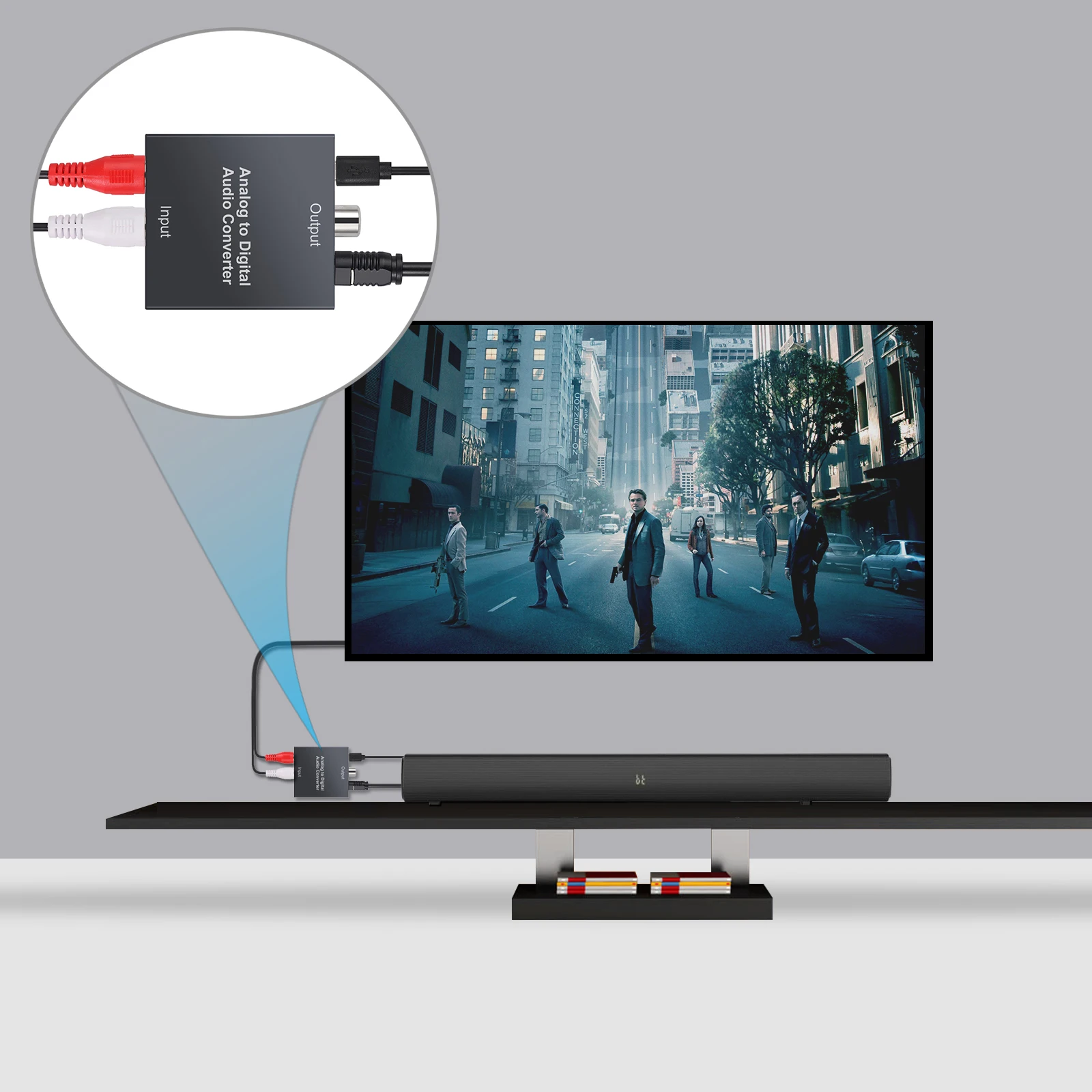 PROZOR-Convertidor de Audio analógico a Digital, adaptador óptico RCA de 3,5mm AUX a Coaxial Digital Toslink con Cable de Audio RCA estéreo
