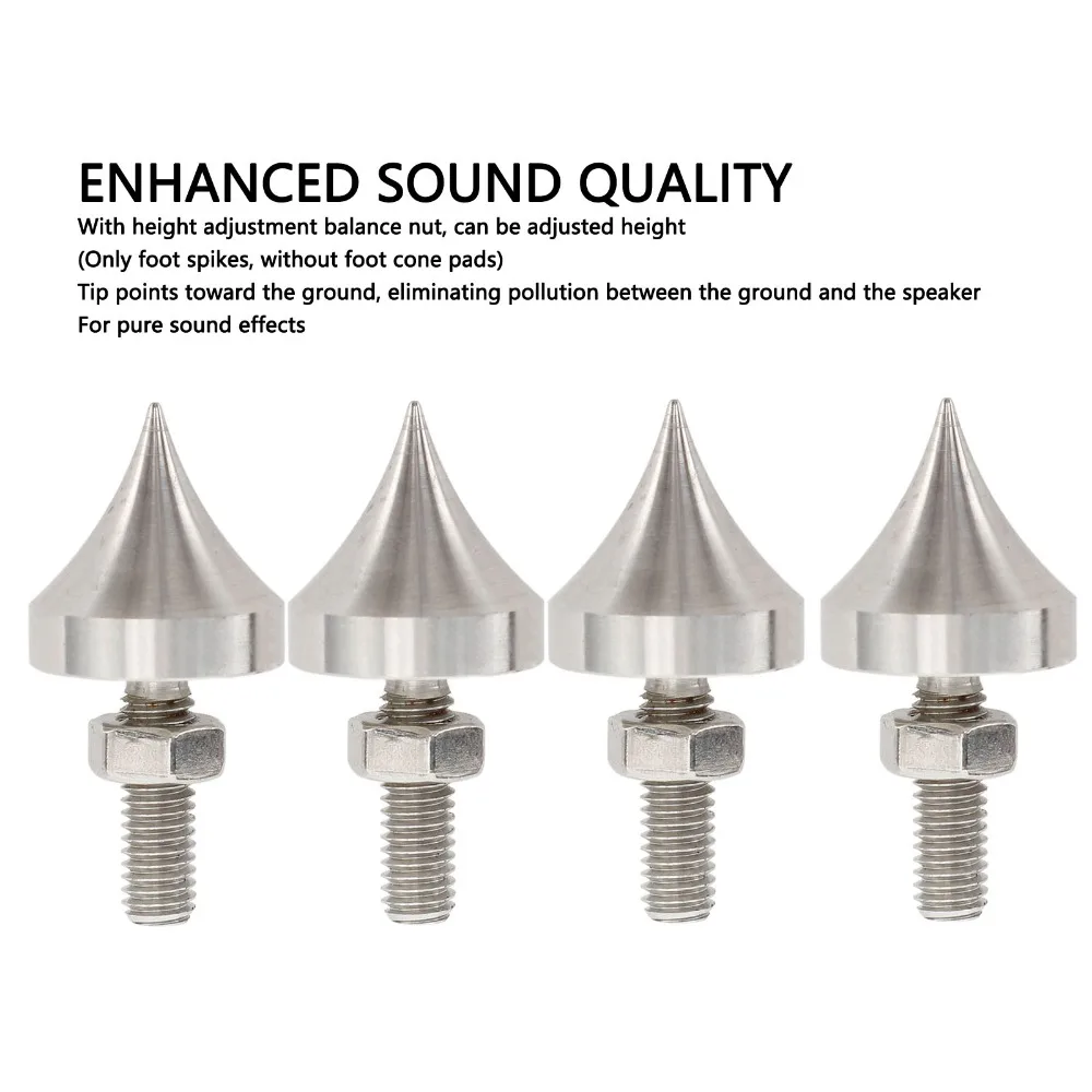 4PCS Stainless Steel Speaker Spikes M6/M8/M10/M12 Shockproof Speaker Isolation Feet Speaker Resonance Feet for CD Player