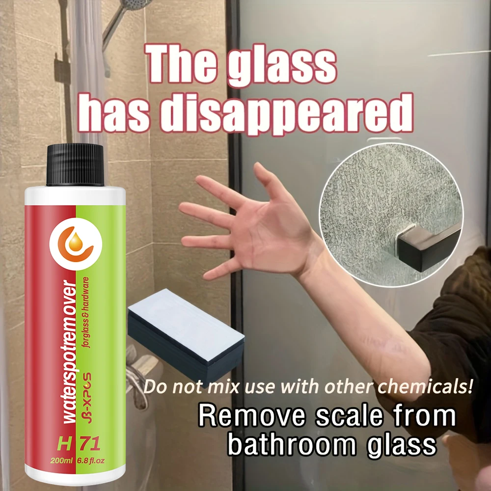 

Очиститель стекол в ванной комнате Средство для удаления пятен с жесткой водой Мощное средство для удаления пятен и удаления пятен для душевых дверей, плитки и нержавеющей стали H71