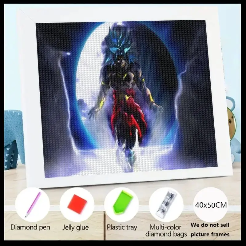 

1 шт. 5D полная дрель DIY кристаллический алмазный набор для рисования, Dragon Ball Super Broly Legendary Super Saiyan аниме алмазное искусство, мощный W