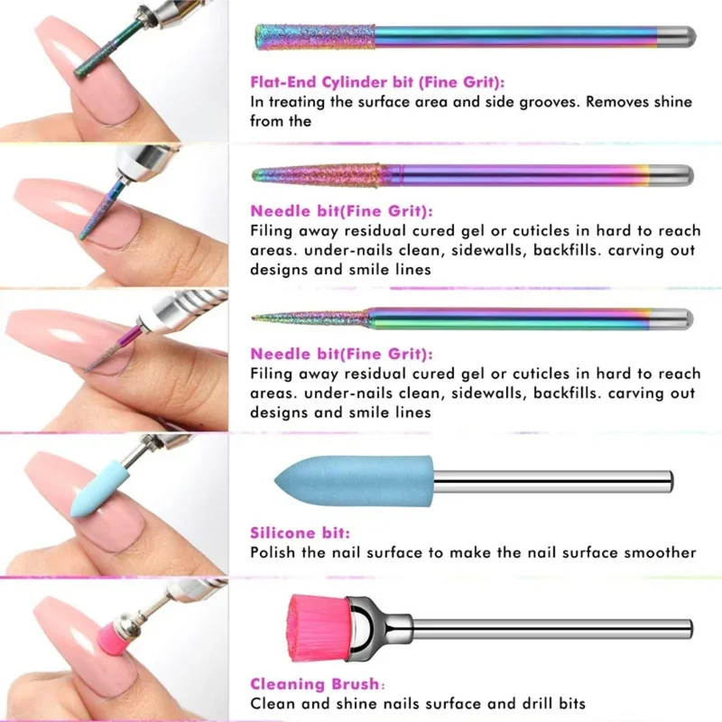 10 unids/caja cortadores de tungsteno para manicura, accesorios de taladro de carburo para uñas, brocas, equipo de decoración de uñas, herramientas para máquina, fresa