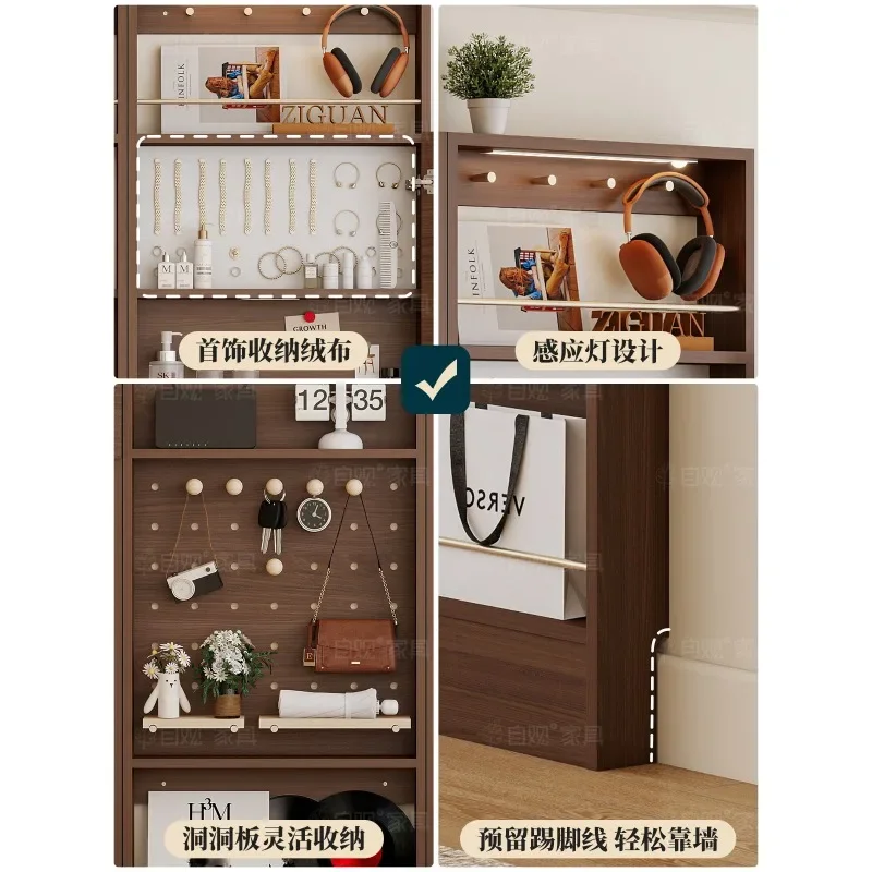 #Home American door all solid wood thin cabinet solid wood hole board living room shelf bedroom medieval paint-free board floor