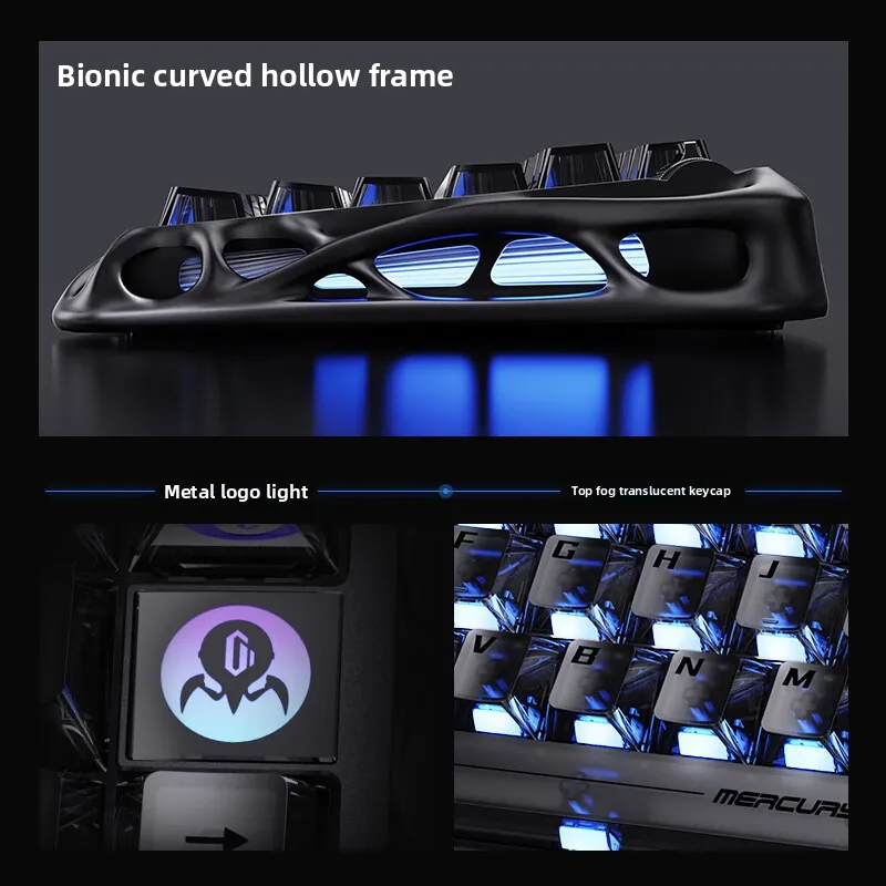 Gravastar Mercury K1 K1 Pro Black Wireless Gaming Mechanical Keyboard Set With M2 Mouse Bluetooth RGB Keyboard Mouse Set