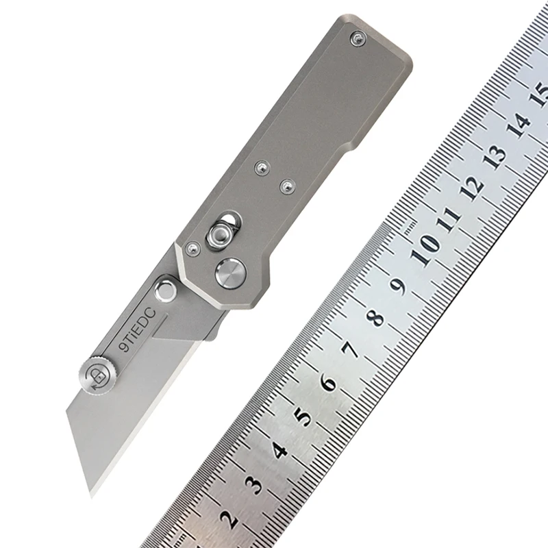 9TiEDC Utility Knife With Titanium Alloy Handle, Paper Cutter With Spare Blade, Suitable For Outdoor Camping And Handmade