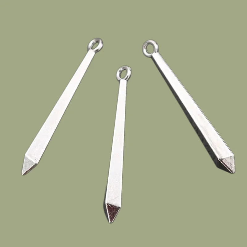 8pcs Silver Color Creative Metal Ice Prismatic Column Charm Fashion Necklace Earrings DIY Jewelry Handmade Pendant 44*6mm