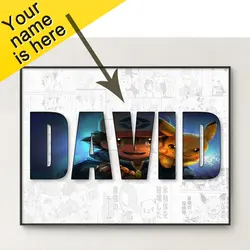 Customized NAME Word Anime Pokemon Peripherals Posters Wall Art Pikachu Canvas Painting for Girls and Boys Room Decoration Gifts