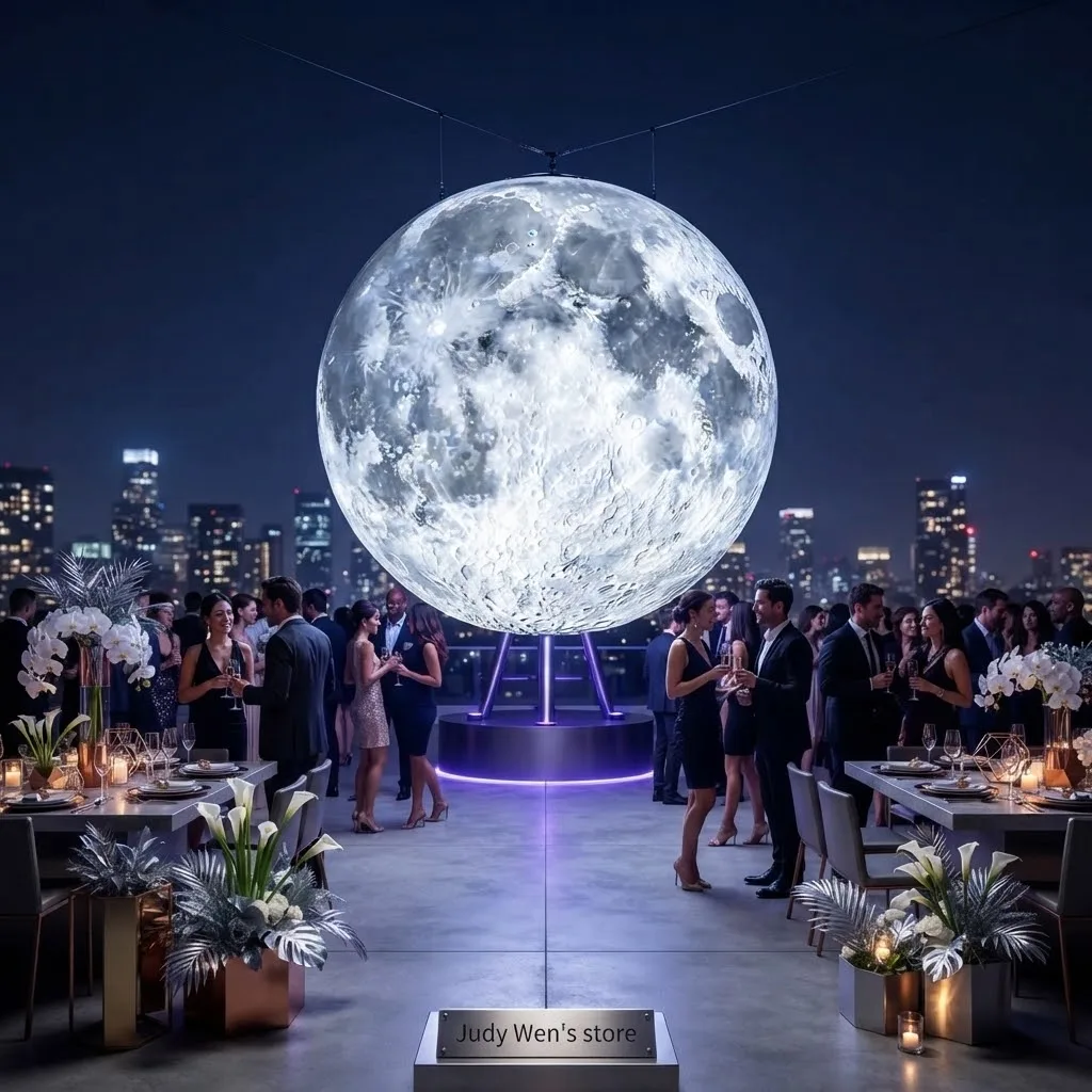 Giant Inflatable Planet Moon Sphere PVC Airtight Balloon Hanging Ornament for Festival Stage Show Party Advertising Decor