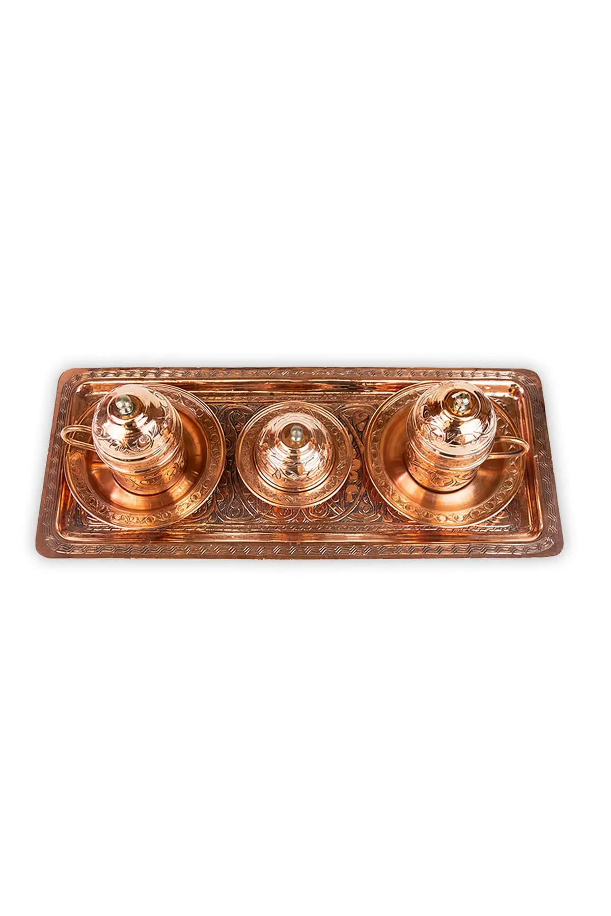 

DOLBOVI Two Seater Rectangle Tray Hand Processing Copper Coffee cup Set handmade espresso cup