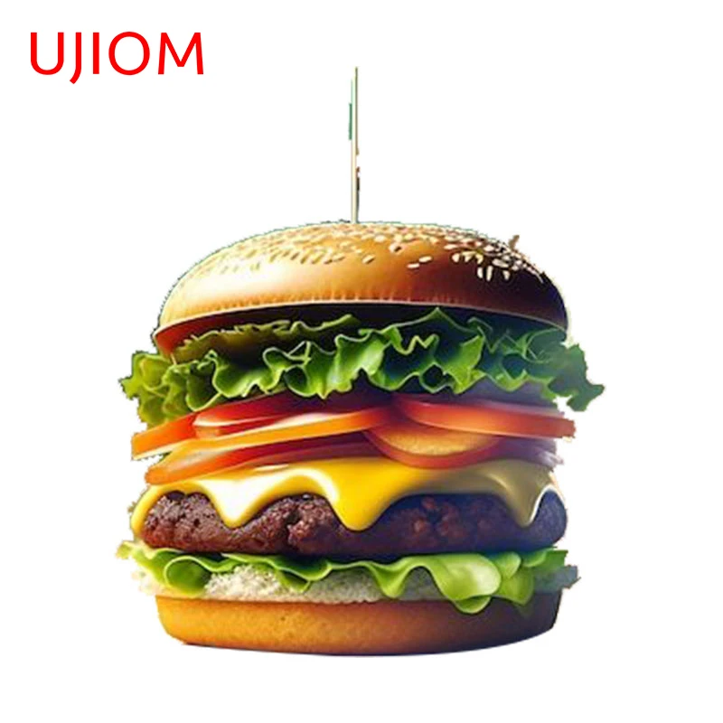 UJIOM 13cm X 10.7cm Burger Personality Logo Wall Stickers Cartoon Kitchen Cupboard Decal Creativite Decoration Mural Wallpapers