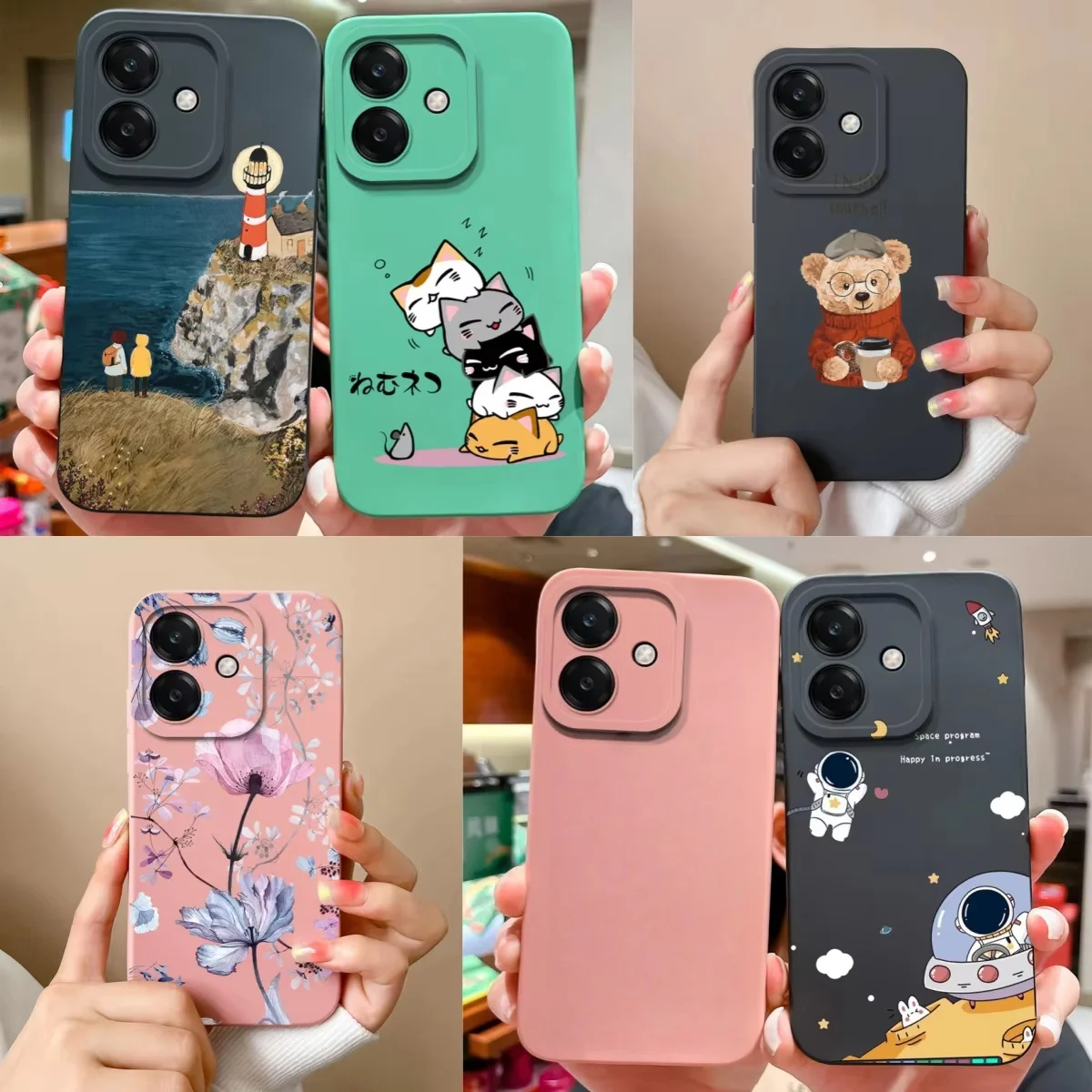 For Oppo A40 A40m A60 Phone Case Cool Bear Anti Drop Full Protection Cases For Oppo A 60 4G 5G Soft Liquid Silicone Back Cover