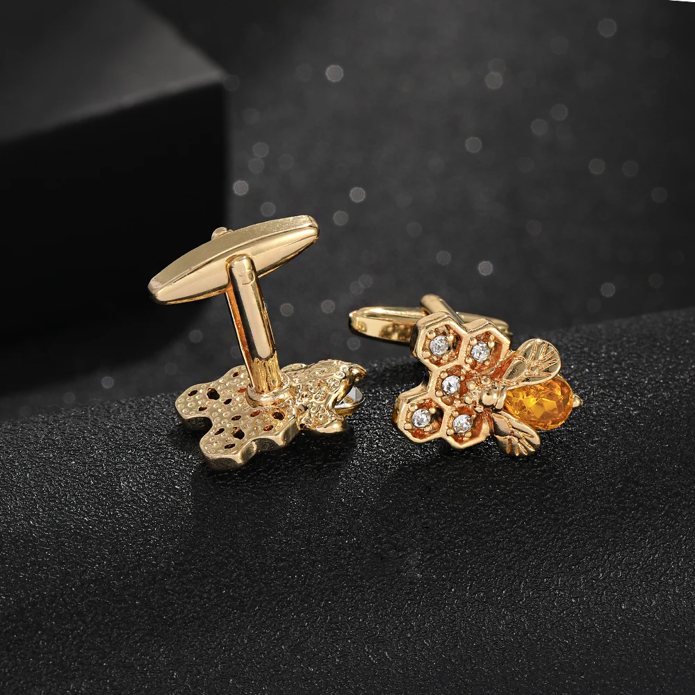 Stolz auf Bienen kollektion Manschetten knöpfe alten Silber goldfarben Insekten gemelos für Mann Jungen Hemd Anzug Schmuck Zubehör – Detail 3