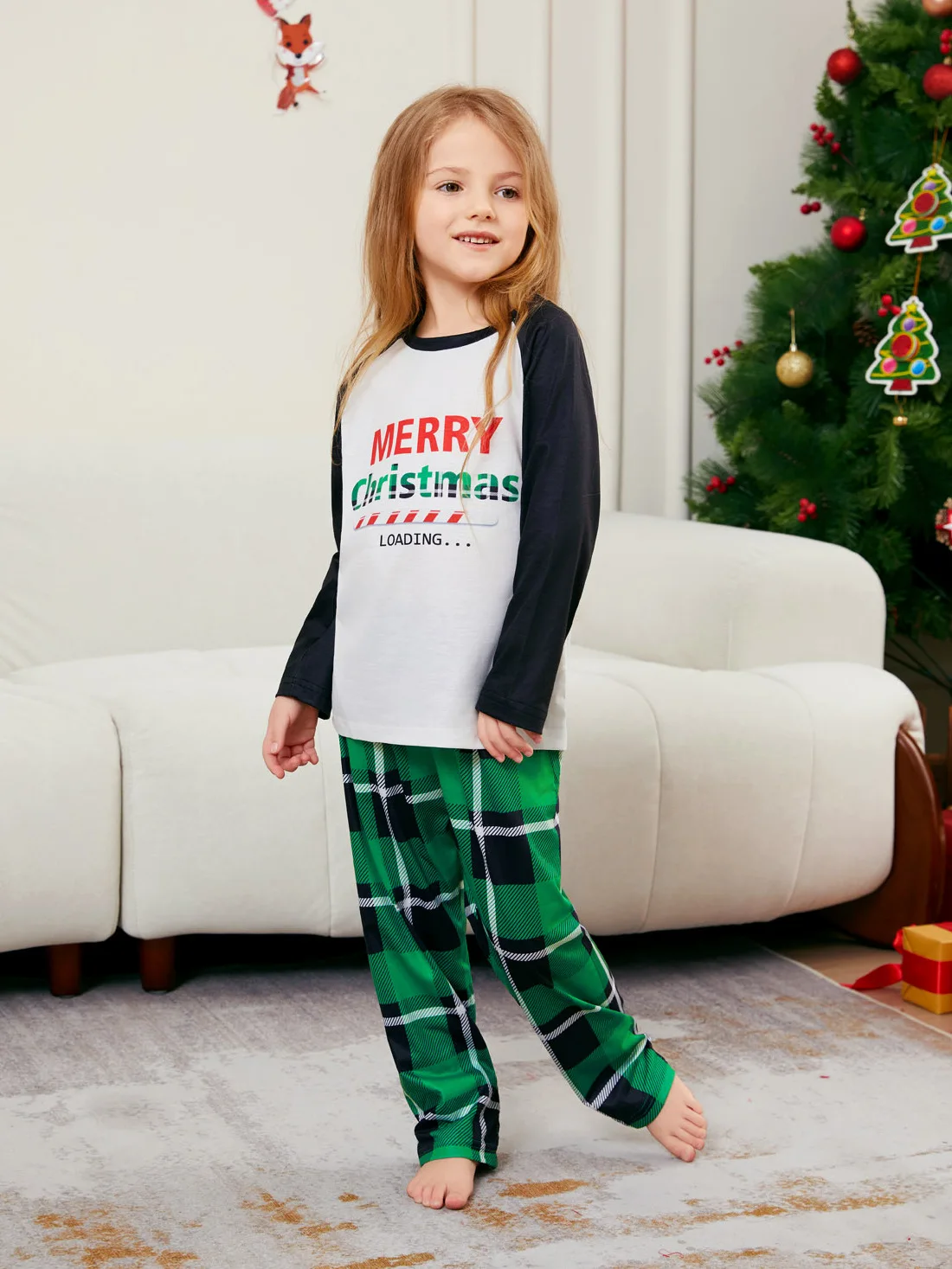Christmas Pajamas Family Black Green Check Long Sleeve Family Christmas Pajamas Christmas Pjs Set