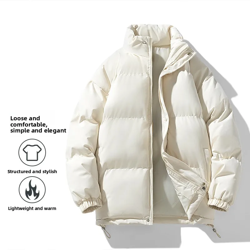 

Модная зимняя утепленная однотонная куртка свободного кроя из хлопка с воротником-стойкой, городской стиль