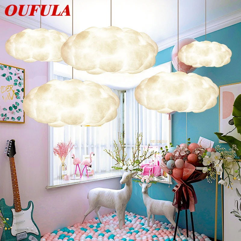 

OUFULA Wedding Props White Cloud Shaped Chandeliers Shopping Mall Ceiling Decorative Lights Wedding Welcome Area Lighting