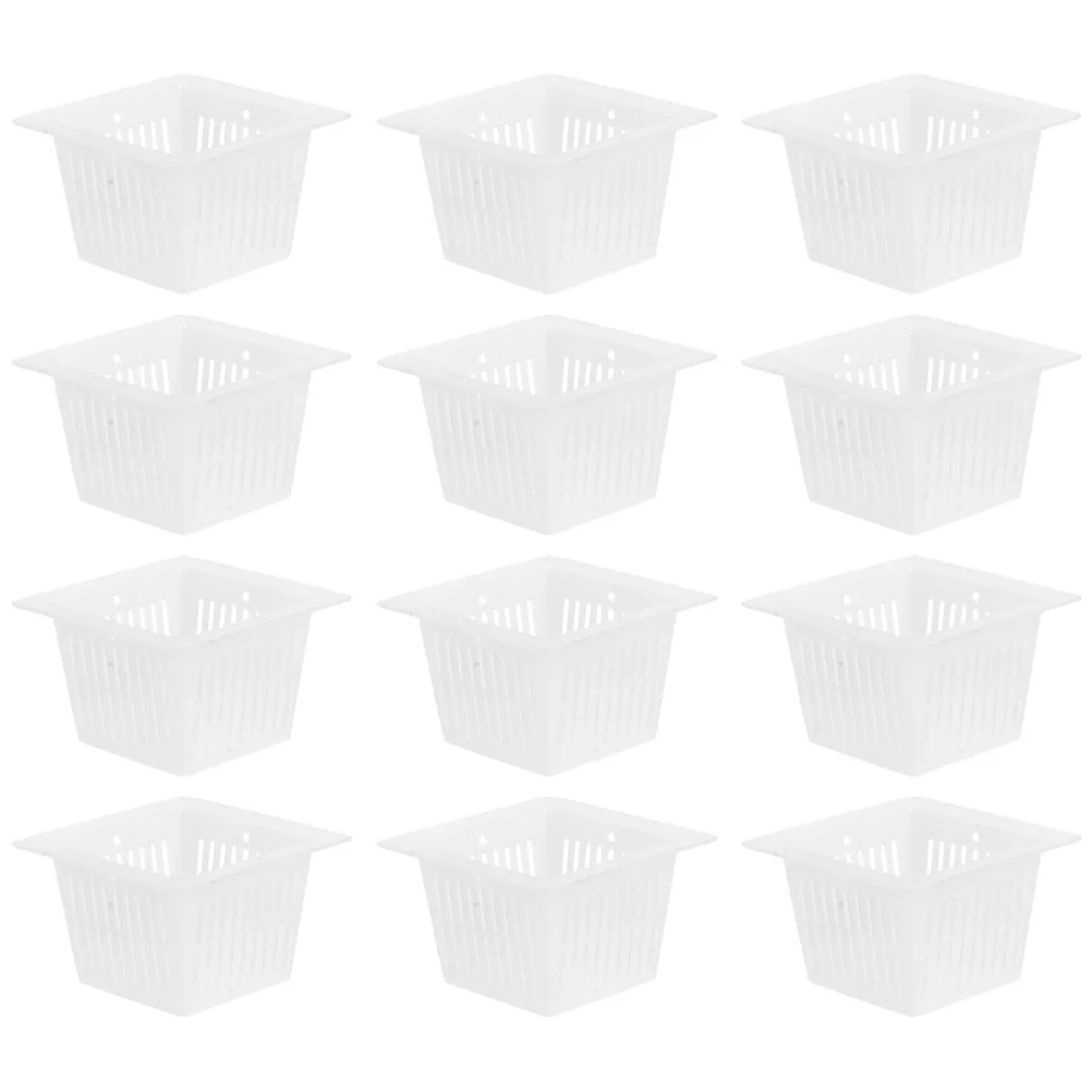 

12Pcs Square Nursery Planter Hydroponic Pots with Optimal Drainage for Indoor Outdoor Gardening Mesh Net Cup Starter