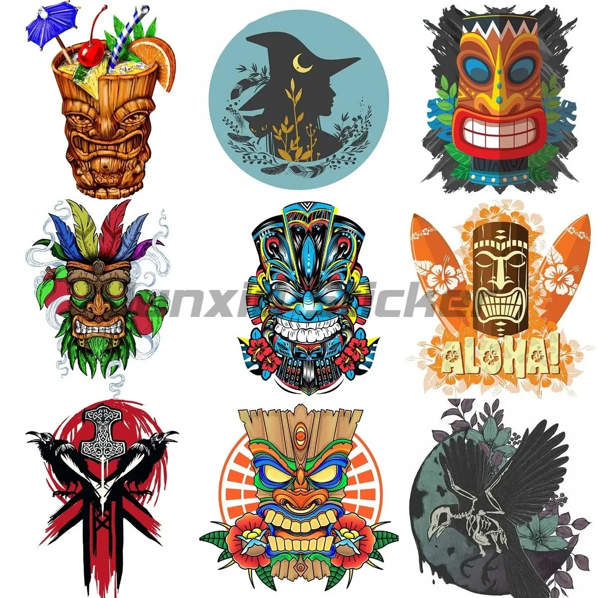 

Hawaii Tiki Laptop Camper Motorcycle Vinyl Window Wrap Windshield Car Sticker Helmet Camper Snowboard Surfboard customizable