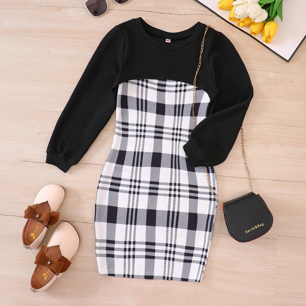 Kids Casual Clothing Sets Outfits for Girls 2024 Spring Autumn Children Fashion Long Sleeve Short Tops Cami Bodycon Dress 5-14Y