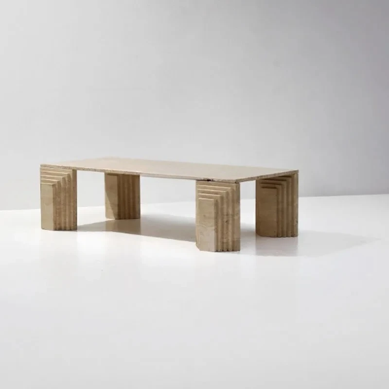

Natural travertine coffee table travertine, retro designer villa side table