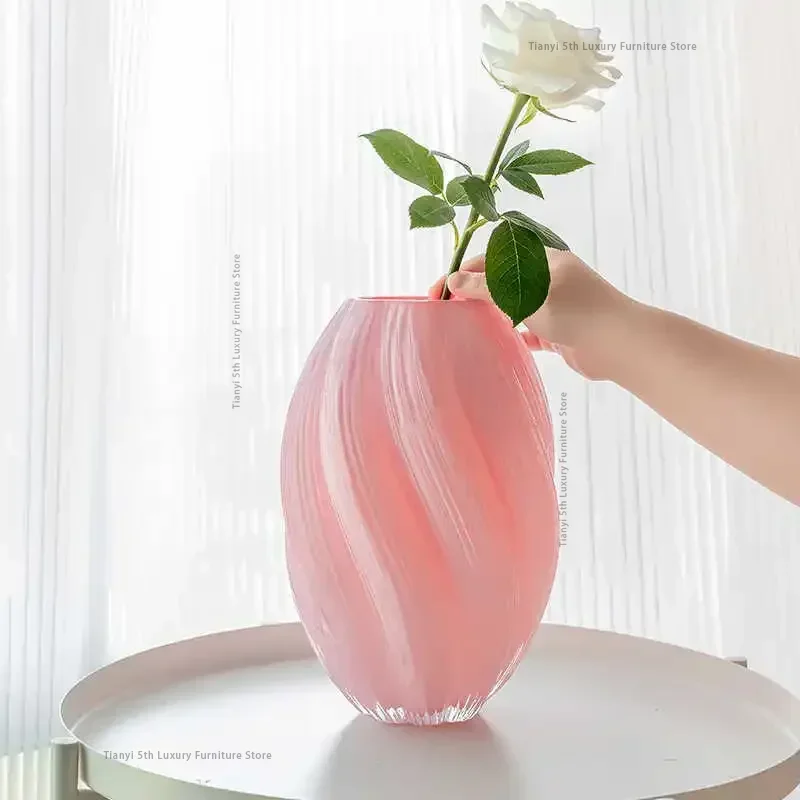 Pink Marshmallow Vase Figurines Glass Living Room Desktop Hydroponics Miniatures Advanced Fashion Home Decor Crafts Estatua FYFM