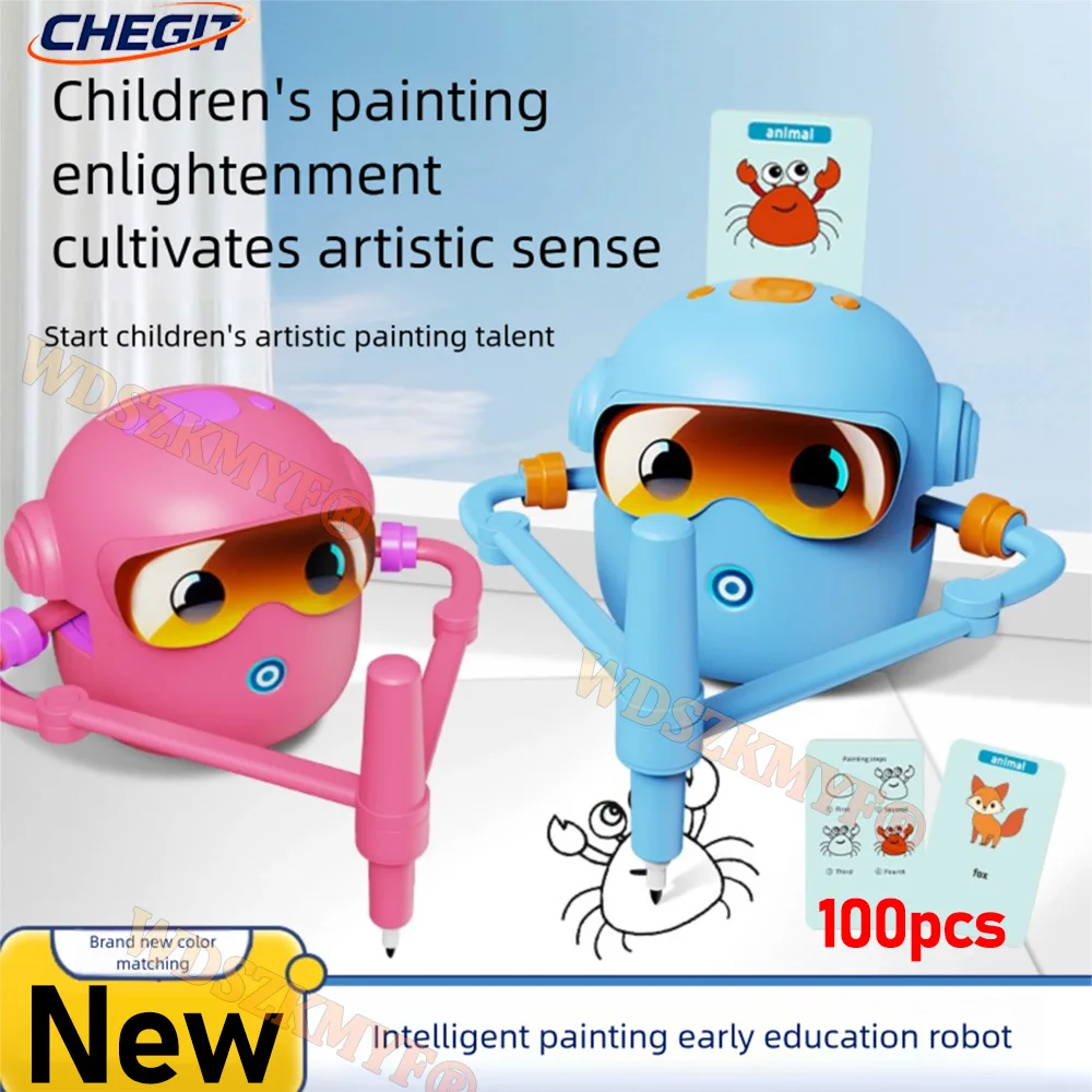 

НОВЫЙ детский робот для рисования с 100 карточками, интерактивный образовательный автоматический робот для рисования для мальчиков и девочек, дошкольное обучение