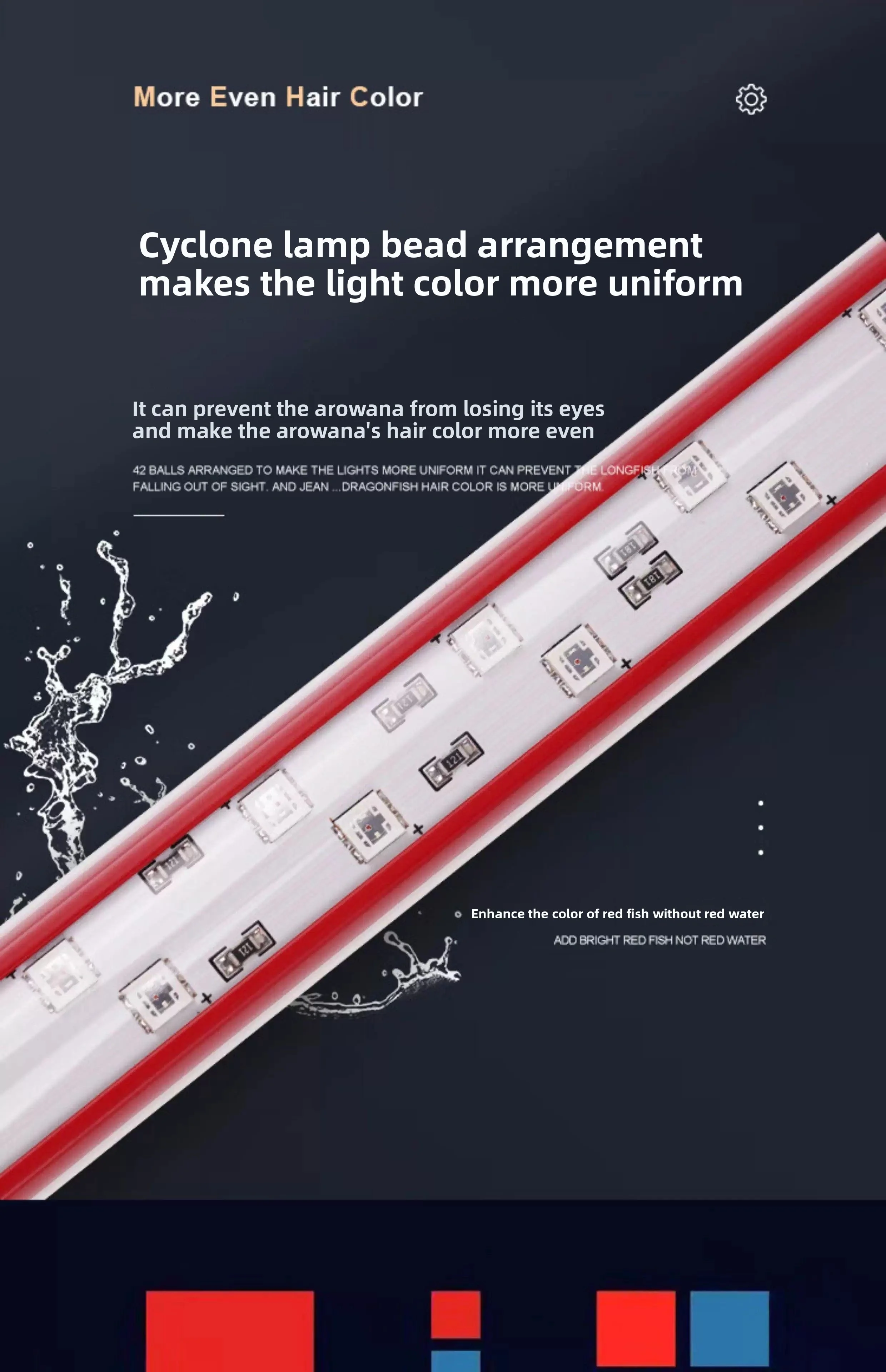 LED Light Fish Tank LED Aquarium Light Submersible Glass Strip 36-172cm Help Red Scleropages Ornamental Fish In