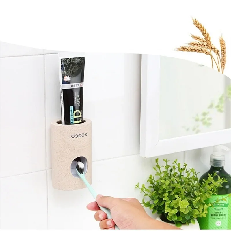 Automatic Toothpaste Dispenser non-toxic Wall hanger Mount Dust-Proof Toothpaste Squeezer quick take straw toothpaste rack home